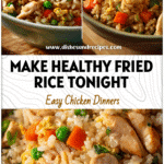 A bowl of Healthy Yummy Fried Rice with Hibachi Chicken and veggies from a Simple Chicken Fried Rice Recipe.